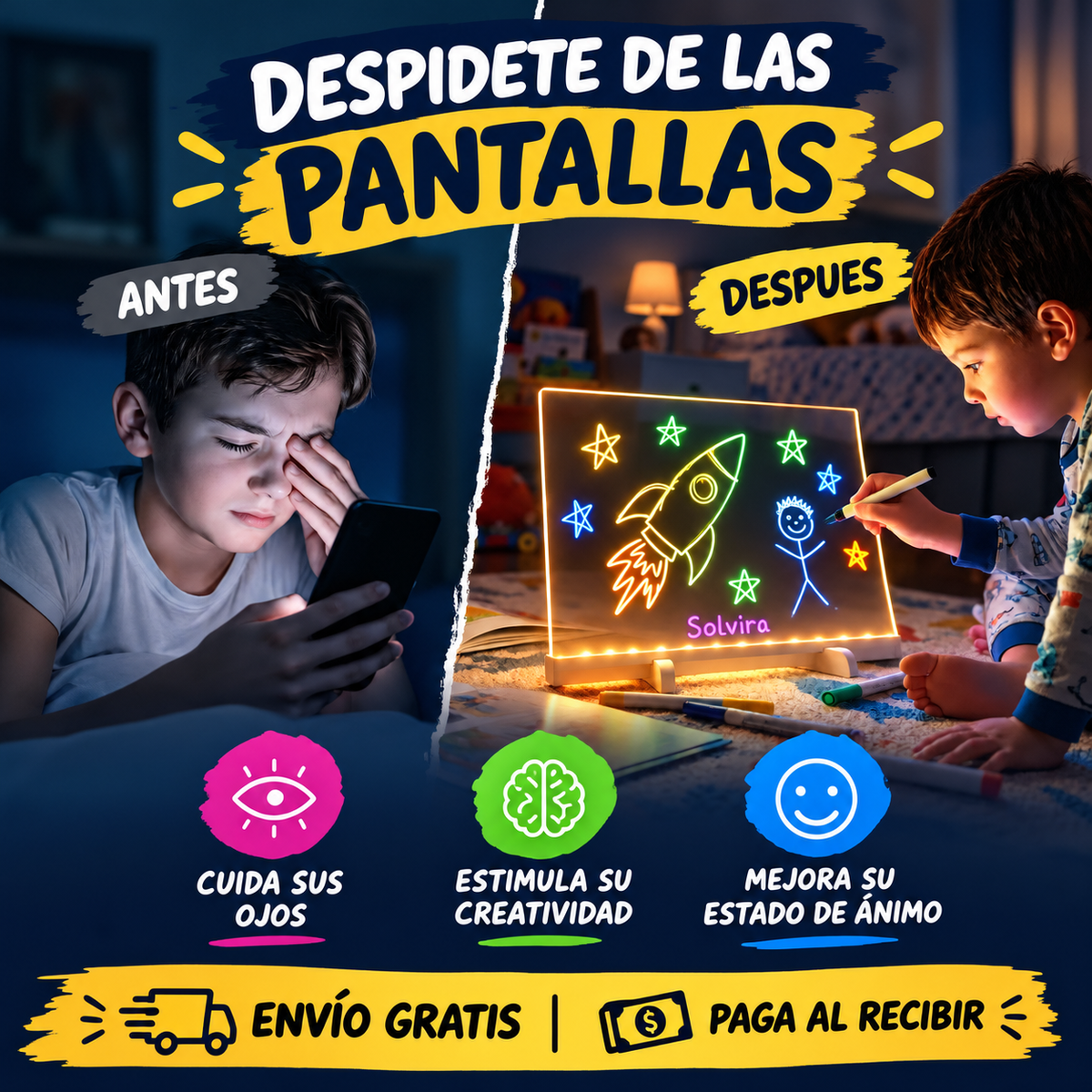 Pizarra Magica 20cm X 30cm Luz Led usb